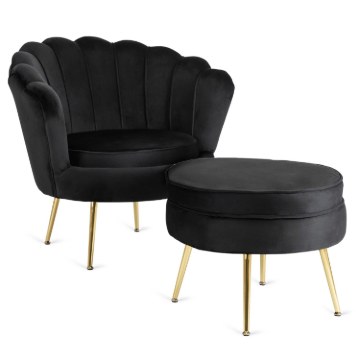 Mebel Elite Кресло Grand с подставкой для ног, черное велюровое, ME.GRAND/CZ/V/FW - Home Club