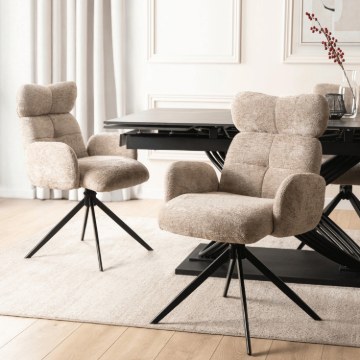 Mebel Elite Вращающееся кресло для гостиной Alvaro, бежевое, из ткани букле, ME.ALVARO/BZ/TB/K - Home Club