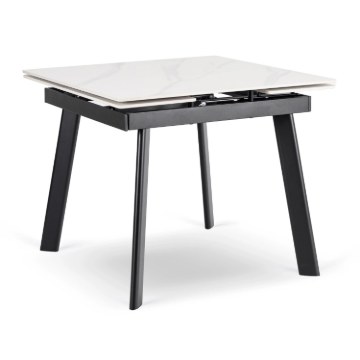 Mebel Elite Стол Lares, керамический, раскладной, 90–150 см, белый мрамор/чёрный, ME.LARES/B/CZ/CER/S90-150 - Home Club