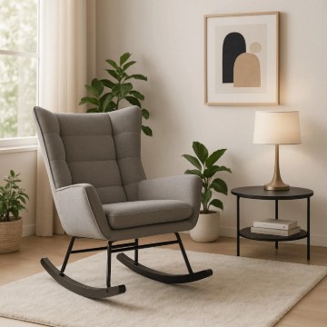Mebel Elite Кресло-качалка Jackson, серое, ткань, ME.JACKSON/P/T/FW - Home Club