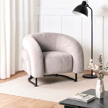 Mebel Elite Кресло для отдыха Carmine, серое, велюровое, ME.CARMINE/P/V/FW - Home Club