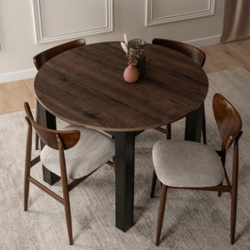 Mebel Elite Стіл Harry, розкладний, 102–142 см, дуб, горіх/чорний, W.HARRY/OM/CZ/S - Home Club