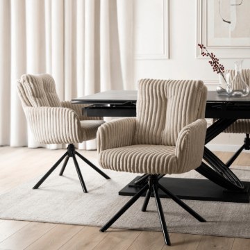 Mebel Elite Вращающееся кресло для гостиной June, бежевое, из вельвета, ME.JUNE/BZ/SZTR/K - Home Club