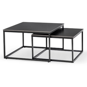 Mebel Elite Набор керамических столиков Tenor «Черный мрамор»/«Черный», ME.TENOR/CZCER/CZ/L - Home Club