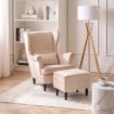 Mebel Elite Крісло для відпочинку Evan 2 з підніжкою, бежеве, велюрове, ME.EVAN2/BZ/CZ/V/FWPD - Home Club, Зображення 2