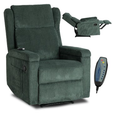 Mebel Elite Раскладной массажный кресло Sebastian, зеленое, из вельвета, ME.SEBASTIAN/Z/SZTR/FW - Home Club