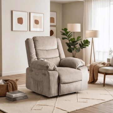 Mebel Elite Массажное кресло с электроприводом и откидной спинкой Jasper, бежевого цвета, ME.JASPER/BZ/T/FW - Home Club