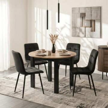 Mebel Elite Стол Harry, раскладной, 92–132 см, дуб Craft/чёрный, ME.HARRY/92-130/DC/CZ/S - Home Club