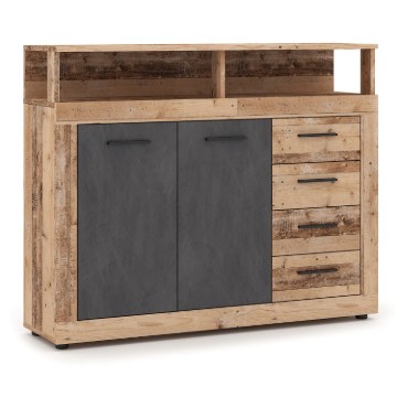 Mebel Elite Комод Blago Midi A 119,6 см, натуральный дуб/чёрный, W.LUNA/MIDIA/OSL/MA/KOM2D4S - Home Club