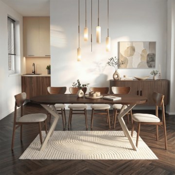 Mebel Elite Стол Lugo, раскладной, 90–190 см, орех/кашмир, ME.LUGO/O/KASZ/S - Home Club