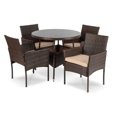 Mebel Elite Комплект садових меблів Azul, коричневий/бежевий, ME.AZUL/BR/RT/OGR/ZES - Home Club
