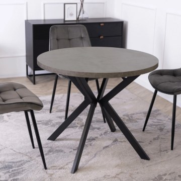 Mebel Elite Стол Lugo, раскладной, 90–190 см, бетон/чёрный, ME.LUGO/BET/CZ/S - Home Club
