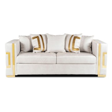 Mebel Elite Диван Pallazo 3S, трёхместный, кремово-золотой, ME.PALLAZO3S/KR/ZL/V/SOF - Home Club