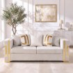 Mebel Elite Диван Pallazo 3S, трёхместный, кремово-золотой, ME.PALLAZO3S/KR/ZL/V/SOF - Home Club, изображение 2