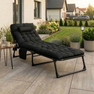 Mebel Elite Садовий шезлонг «Польове ліжко» Saturn, чорний, ME.SATURN/CZ/T/LOZ - Home Club