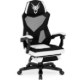 Mebel Elite Игровое вращающееся кресло Bing с подставкой для ног, чёрно-белого цвета, ME.BING/CZ/B/T/FO - Home Club