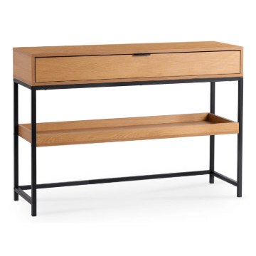 Mebel Elite Консоль для прихожей Ruby 100 см с полкой, дуб/чёрный, ME.RUBY/D/CZ/B - Home Club