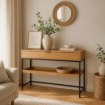 Mebel Elite Консоль для прихожей Ruby 100 см с полкой, дуб/чёрный, ME.RUBY/D/CZ/B - Home Club, изображение 2