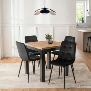 Mebel Elite Комплект: стол Max 80–160 см (дуб Craft/чёрный) и 4 стула Peru (чёрные), W.MAX/DC/CZ/S/PERU/CZ/V/Z4/K - Home Club