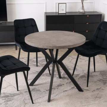Mebel Elite Стол Dorian, раскладной, 80–160 см, бетон/чёрный, ME.DORIAN/BET/CZ/S - Home Club
