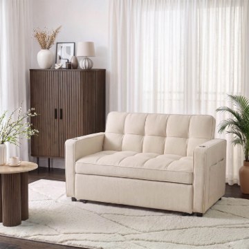 Mebel Elite Раскладной кресло-кровать Aster для сна, бежевого цвета, ME.ASTER/BZ/T/SOF - Home Club