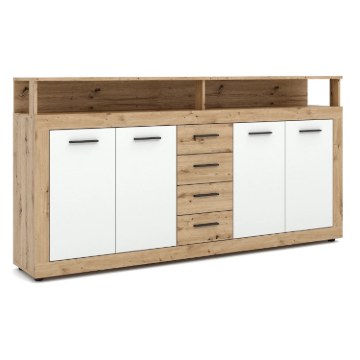 Mebel Elite Комод Blago 190 см, дуб Artisan/белый, W.LUNA/DA/B/KOM4D4S - Home Club