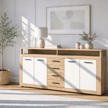 Mebel Elite Комод Blago 190 см, дуб Artisan/белый, W.LUNA/DA/B/KOM4D4S - Home Club