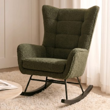 Mebel Elite Кресло-качалка Jackson, зелёное, из ткани «букле», ME.JACKSON/Z/CZ/TB/FW - Home Club