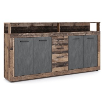 Mebel Elite Комод Blago 190 см, темный дуб/чёрный, W.LUNA/OSD/MA/KOM4D4S - Home Club