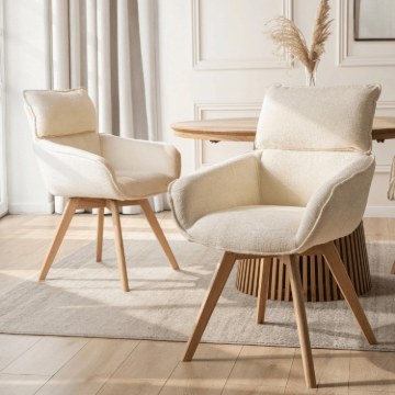 Mebel Elite Вращающееся кресло Dias кремового цвета из букле, ME.DIAS/KR/TB/K - Home Club