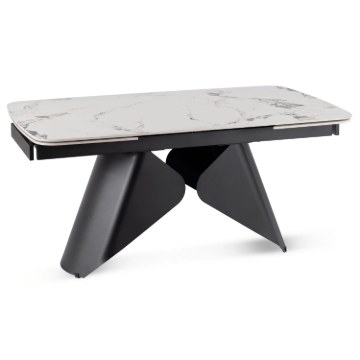 Mebel Elite Стол Verona, керамический, раскладной, 160–240 см, белый мрамор/чёрный, ME.VERONA/B/CZ/CER/S160-220 - Home Club
