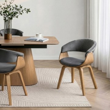 Mebel Elite Стул Gary из велюра, серый/золотой дуб, ME.GARY/P/DZ/V/DG/K - Home Club