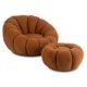Mebel Elite Вращающееся кресло для отдыха Pettit с пуфиком Rudy Boucle, ME.PETTIT/RD/TB/FW - Home Club