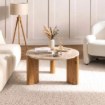 Mebel Elite Столик Travertino Max 80 см, травертин/дуб, ME.TRAVERTINOMAX/TRAW/D/L - Home Club, Зображення 2