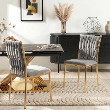 Mebel Elite Стул Dan, серый, плетеный, велюровый, ME.DAN/P/ZL/V/K - Home Club