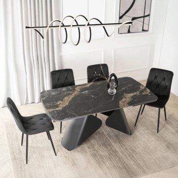 Mebel Elite Стол Verona, керамический, раскладной, 160–240 см, черный мрамор/черный, ME.VERONA/CZZL/CZ/CER/S160-220 - Home Club
