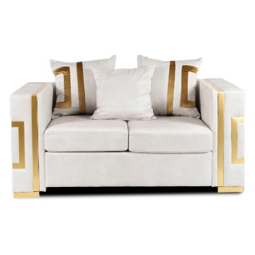 Mebel Elite Диван Pallazo 2S двухместный, кремово-золотой, ME.PALLAZO2S/KR/ZL/V/SOF - Home Club