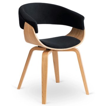 Mebel Elite Стул Gary из велюра, черный/золотой дуб, ME.GARY/CZ/DZ/V/DG/K - Home Club