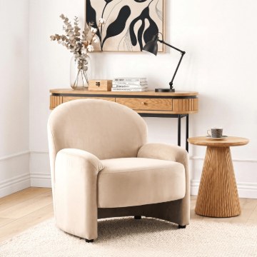 Mebel Elite Кресло для отдыха Massimo кремового цвета из велюра, ME.MASSIMO/KR/V/FW - Home Club