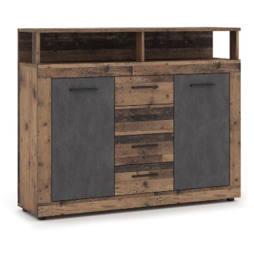 Mebel Elite Комод Blago Midi B 119,5 см, темный дуб/чёрный, W.LUNA/MIDIB/OSD/MA/KOM2D4S - Home Club