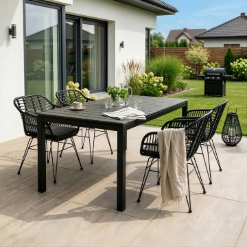 Mebel Elite Садовый стол Argos 140–180 см, темно-серый дуб/черный, ME.ARGOS/140-180/P/CZ/OGR/S - Home Club
