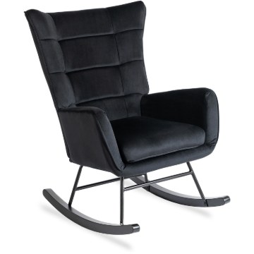 Mebel Elite Кресло-качалка Jackson, черное, велюровое, ME.JACKSON/CZ/V/FW - Home Club
