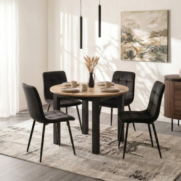 Mebel Elite Стол Harry, раскладной, 102–142 см, дуб Craft/чёрный, W.HARRY/DC/CZ/S - Home Club