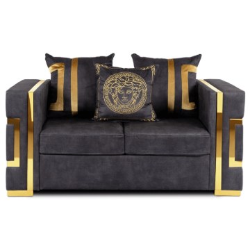 Mebel Elite Диван Pallazo 2S двомісний, чорний/золотий, ME.PALLAZO2S/CZ/ZL/V/SOF - Home Club