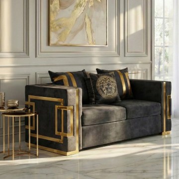 Mebel Elite Диван Pallazo 2S двомісний, чорний/золотий, ME.PALLAZO2S/CZ/ZL/V/SOF - Home Club