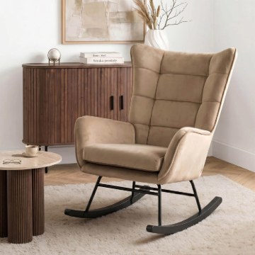 Mebel Elite Крісло-гойдалка Jackson, бежеве, велюрове, ME.JACKSON/BZ/V/FW - Home Club
