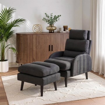 Mebel Elite Кресло для отдыха Henry с подставкой для ног, чёрное, ME.HENRY/CZ/T/FW - Home Club