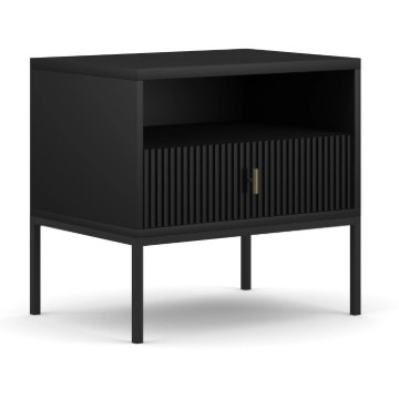 Mebel Elite Прикроватный столик Marcos с рифлёной поверхностью, чёрный, W.MAGGIORE/CZ/SZAFKNOC - Home Club