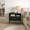 Mebel Elite Прикроватный столик Marcos с рифлёной поверхностью, чёрный, W.MAGGIORE/CZ/SZAFKNOC - Home Club, изображение 2