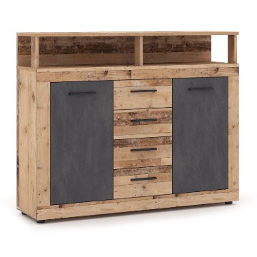 Mebel Elite Комод Blago Midi B 119,5 см, цвет «Сырой дуб/Графит», W.LUNA/MIDIB/OSL/MA/KOM2D4S - Home Club